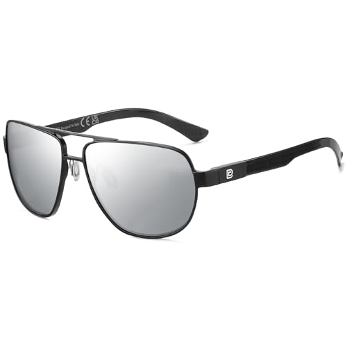 Image of DUCO Aviator Sunglasses for Men Women Carbon Fiber Polarized Sunglasses Men UV Protection for Driving Golf Fishing 3051