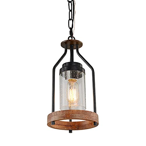 Giluta Simple Pendant Light Retro Island Pendant Lighting Fixture, Farmhouse Kitchen Hanging Ceiling Light with Glass Shade for Bedroom Living Room Bathroom (P0039) - Image 2
