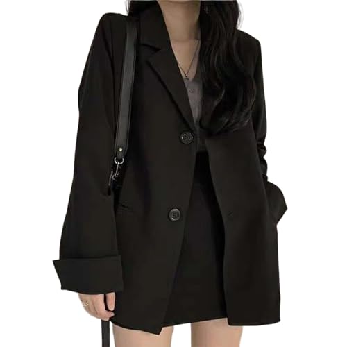 Blazer Ample à Col Cranté pour Femme - Veste Boutonnée de Printemps