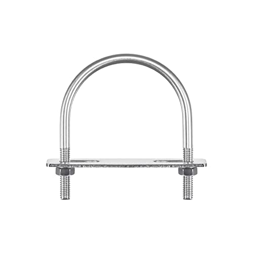 Image of uxcell Round U-Bolts, 2 Sets 78mm(3.07 inch) Inner Width 103mm Length M8 304 Stainless Steel U Clamp Bolt with Nuts Washers and Plates, for Boat Trailer