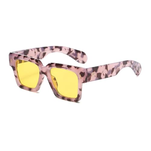 Lunettes de soleil de luxe jaunes avec rivets métalliques pour hommes et femmes