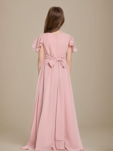Junior Bridesmaid Dresses 2025 Short Sleeve Chiffon Flower Girl Dresses Party Pageant Gowns for Girls2