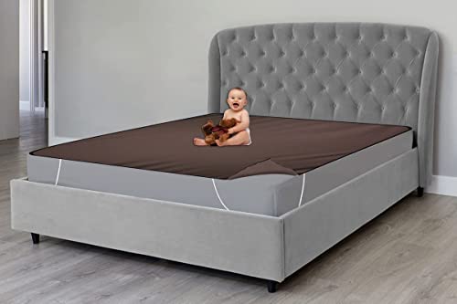 Image of The Furnishing Tree Mattress Protector /Waterproof Bedsheet Size WxL 36x78 inches Set of Two for Double Bed Polyester Brown