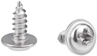 sourcing map 3x12mm Self Tapping Screws Phillips Pan Head with Washer Screw 304 Stainless Steel Fasteners Bolts 50Pcs