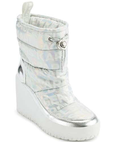KARL LAGERFELD Bota feminina Berdina Wedge sem cadarço, Prata Irridescente, 40