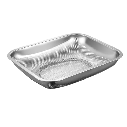 SEWACC ステンレス製方形水切りバスケット 野菜果物洗浄用 サビに強い滑らか表面 清潔簡単 家 レストラン対応調理収納用品