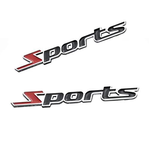 Image of 2X Sport Emblem 3D Metal Badge Car Body Side Sticker Fit for Universal Cars Truck SUV Vehicle(Black Red)