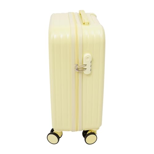 20" Travel Luggage Suitcase Carry On Luggage with 4 Universal Wheels and USB Port Hard Shell Rolling Travel Suitcase with Cup Holder 3-Digit Combination Lock Design 88.18lbs Capacity (Light Yellow)3