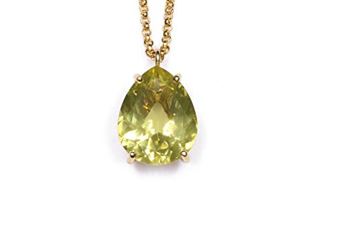 Collier quartz citron pendentif poire or 14k mode femme durable