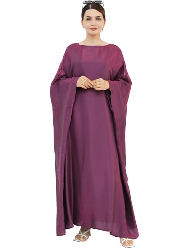 Image of Dubai Bat Sleeve Dress Shiny Robe for Women Muslim 1pc Abaya Eid Prayer Clothes Soft Dubai Travel Party Dress Maxi Abaya