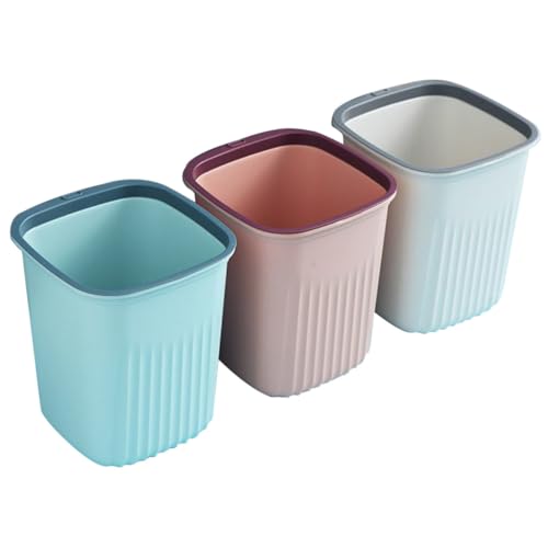 HAKIDZEL 3Pcs Small Trash Can Plastic Waste Bins Compact Space-Saving