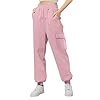 Girls Cargo Pants Sweatpants Athletic Jogger Pants Elastic Waist Baggy Trousers Wide Leg Cargo Sweatpants with Flap Pockets (CA/US, Age, 9 Years, 10 Years, Y-Pink)