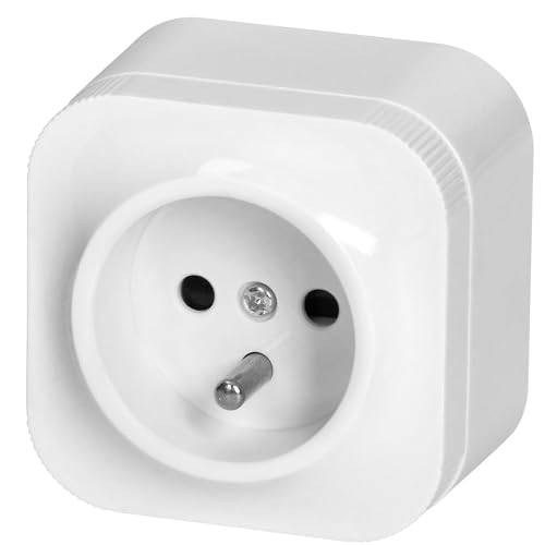 Miratic Prise Electrique 2P+T 16A/230VAC IP20 Version Francaise Prise en Saillie pour Montage Mural en Interieur Prise Murale avec Finition Brillante