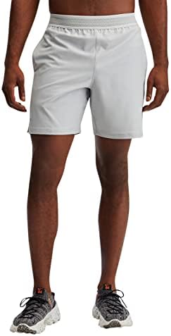 Fabletics Men's The Fundamental Short (Lined), Workout, Running, Training, Gym, Yoga, Ultra Lightweight, Athletic, 5" Inseam, XXL, Mineral Grey