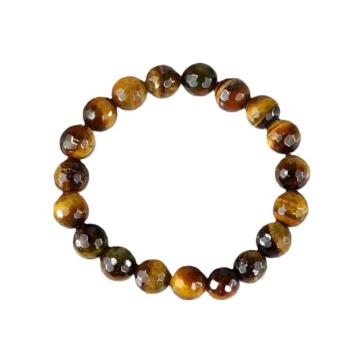 Bracelet d'œil de tigre naturel facetté 10 mm de qualité supérieure