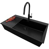 PRIMAGRAN Lavandino da Cucina Tutto Nero - Oslo 90 Top, 88x50cm