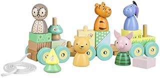 Winnie The Pooh Toys - Wooden Stacking Train Pull Along Toy with Wooden Blocks - Disney Puzzle Pull-Along for 1 Year Old, Toddlers - Official Licensed Winnie the Pooh Baby Gifts by Orange Tree Toys