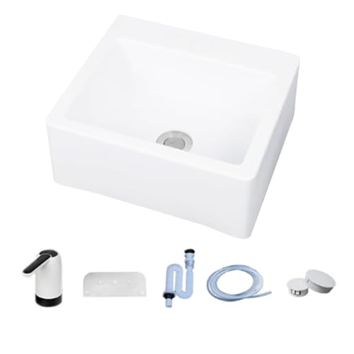 Lavabo de plástico blanco para baños sin espacio lavamanos de pared compacto con bomba 8