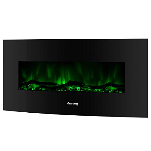 E-Flame Usa Sundance Curved Wall Mounted Or Freestanding Led Electric Fireplace With Remote - Adjustable, Timer, Remote - 48-Inch #TOP7
