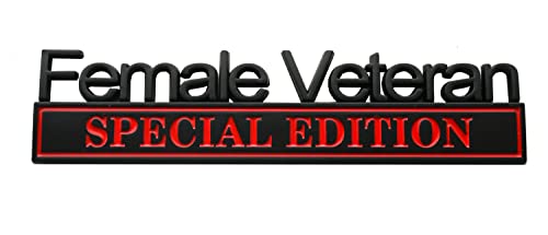 Image of Female Veteran Edition Special Emblem Car Decal, Warrior Soldier 3D Sticker, Female Veteran Special Edition Letters Car Badges, Accessories (Black /Red)