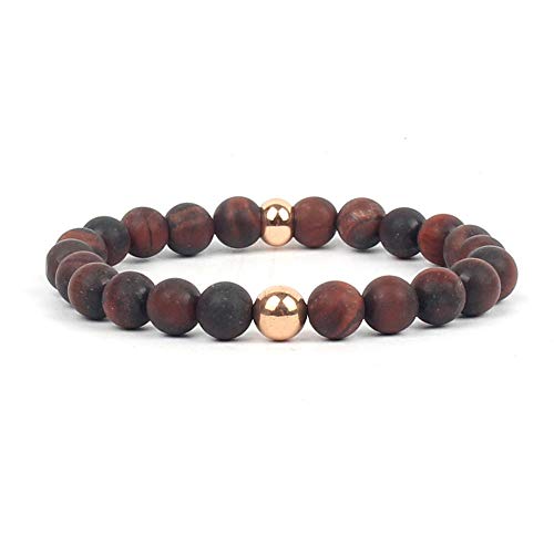 Bracelet pierre rouge authentique de lithothérapie, perles mates et ligne élastique