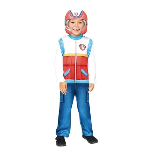 Amscan Pojkens 9909120 Ryder Paw Patrol kostym 4-6 år, röd, vit och blå, (förpackning med 2)