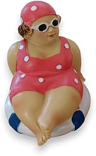 Fat Lady Bathing Belle Reclining on Rubber Ring Ornament Figurine Nautical Seaside Theme