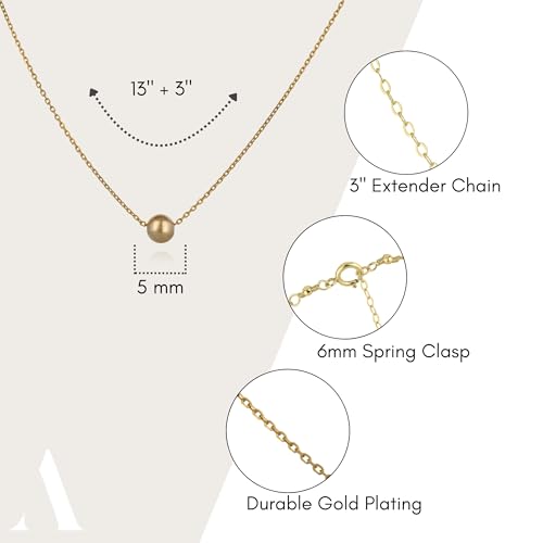 Annika Bella Choker Necklace For Women, Length 13-16 Inches, Sterling Silver Or Gold, Everyday Necklaces, Ball Bead Charm Chokers thumb #1