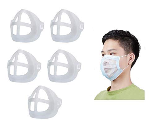 ADOOLEE 3D Face Mask bracket 3rd Gen in premium frosted zipper bag more big Reusable Washable Mask Holder Bracket for Mask Inner Support Cool lipstick protection Stand Makeup Protection Stand for Mask White Pack of 5 For Adults