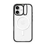 CASETiFY インパクト リングスタンド MagSafe対応 iPhone 16ケース [キックスタンド / 2mからの落下試験をクリア (MIL規格3倍相当) / ワイヤレス充電およびMagsafe対応] - PP-03 White - クリア ブラック