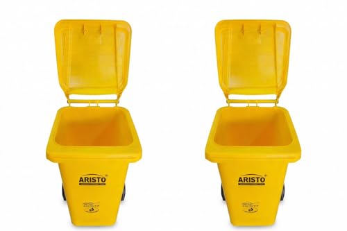 Image of ARISTO Wheel Garbage Dustbin 120 LTR - Yellow Pack of 2