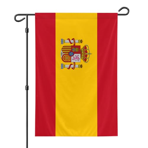 Spain Garden Flag, 12x18 Inch Double-Sided, Vivid Color Spanish National Garden Flags, for Indoor Outdoor Party Home Lawn Decor