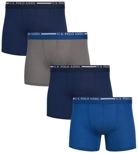 U.S. Polo Assn. Mens Boxer Briefs - 4 Pack Classic Underwear Boxers for Men with Contour Pouch (Sizes: S-XL)