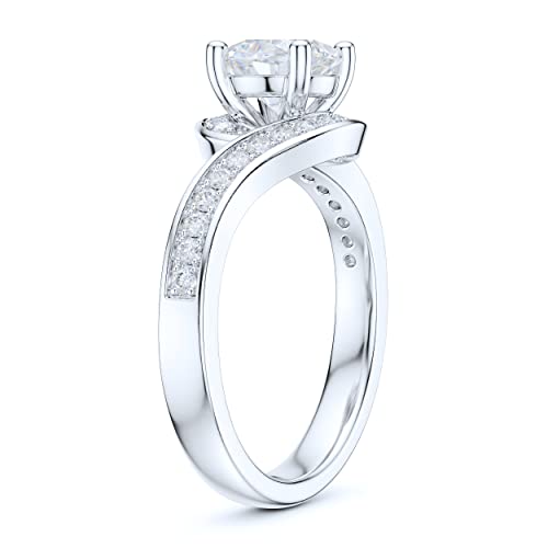 Sterling Silver Handmade Fall In Love Curved Shank 1CT Simulated Round Brilliant Cut Diamond or Genuine Moissanite Promise Engagement Ring Bridal4