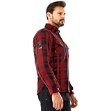 SHIMA RENEGADE Men koszula motocyklowa – odporna na zużycie, bawełniana kurtka motocyklowa w kratkę, męska z ochraniaczami CE, aramidem FiberQL i warstwą chłodzącą z zamkiem błyskawicznym (RENEGADE 2,