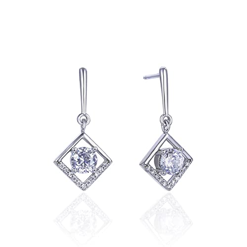 Bijoux en Argent Sterling clous losange et pierres précieuses rondes 23mm