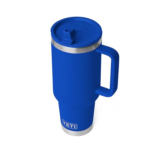 Image of YETI Rambler 40 oz Travel Mug with Flip Straw Lid - Stainless Steel, Vacuum Insulated, Leakproof, Cup Holder Friendly, Royal Blue