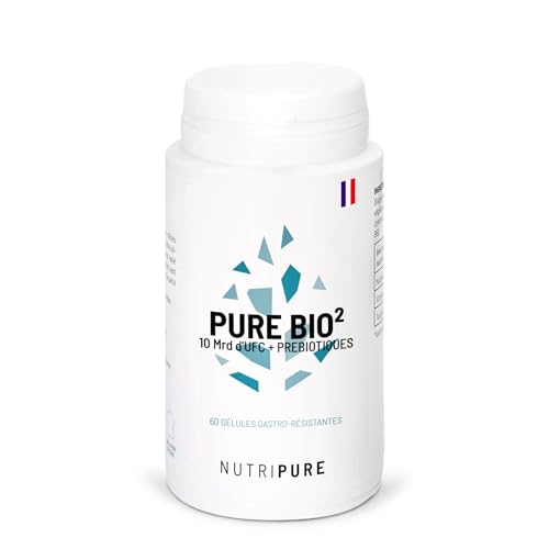 Nutripure | Pure Bio² | Ferments Lactiques 10 Mds d’UFC | Lactobacillus & Bifidobactéries vivants | 6 Souches Biodisponibles | 60 Gélules Gastro-Résistantes | Fabriqué in France
