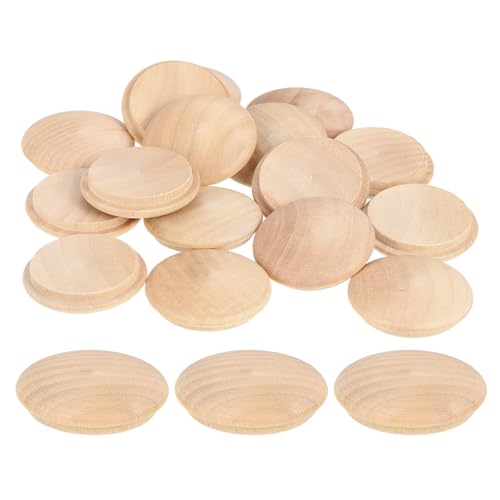 Image of uxcell 20Pcs Wood Button Plugs, 30mm /1.18 inch Hardwood Screw Hole Plug Mushroom Wooden Caps Buttons Wood Plug for Furniture Woodworking Craft Decor (35mm x 30mm)