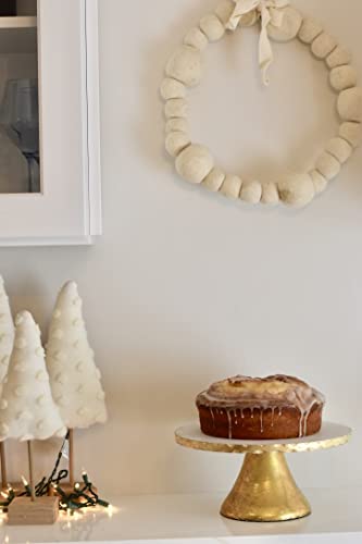 Mud Pie Marble Pedestal Cake Serving Stand, Gold, 6" x 11" dia