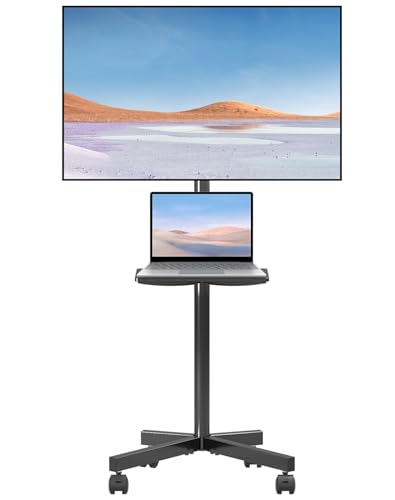 Suptek Supporto per TV con Ruote, LCD/LED da 21 a 60 Pollici, Carrello con Vassoio, Regolabile in...