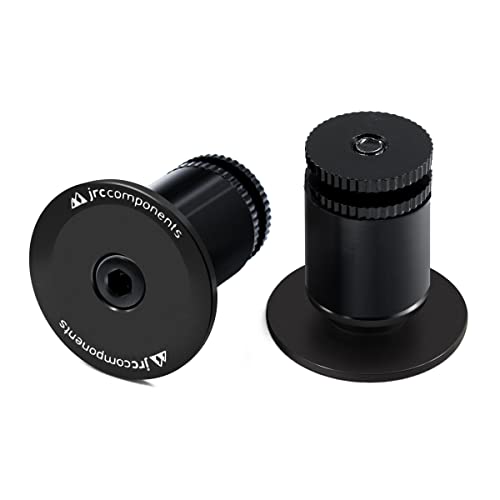 JRC Components Aluminum Handlebar Bike Bar End Plugs for Bicycles | Pack of 2 Handlebar Plugs - Bike Bar End Grips | Mountain Bike Bar End Caps for Road Bikes - Premium Bike Handlebar Caps [Black]