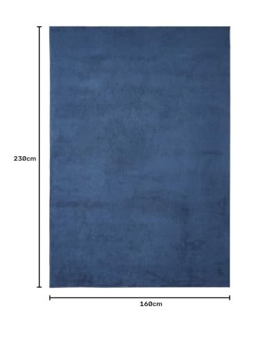 Image of Obsessions Large Indoor Polyester Carpet with Solid Pattern Felt Backing, Ideal for Bedroom & Living Room 160x230cm, Blue