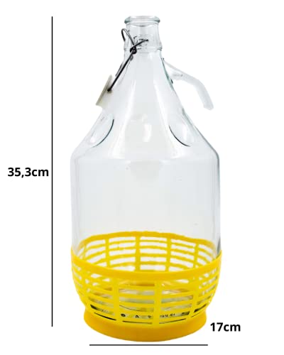 Miniatura 3 de Wyskont Enghals - Botellas De Cristal Transparente Con Cierre De Clip, Cesta Protectora Y Tapón Para Hacer Vino, Fermentación Y Almacenamiento De Bebidas, 2 Unidades X 5 L