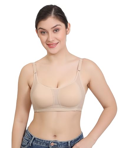 Image of GLAMORAS Nylon Blend Full Coverage Minimizer Everyday Bra for Women | Seamless, Wirefree, Padded Everyday Bra with Soft Cups | Size: 34-42, B Cup