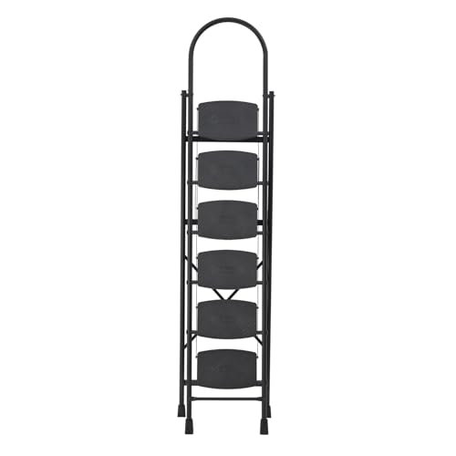 Image of Wakefit Premium 6 Step Foldable Ladder | Wide Anti-Skid Steps | Strong Alloy Steel with X-Support for More Stability | Supports Up to 150 kg |Rust Resistant| Heavy Duty Portable Ladder | Ascenta Black