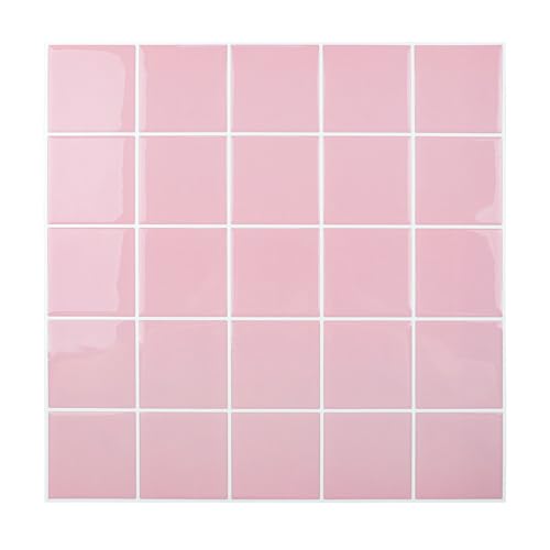 HOMEART Pink Peel and Stick Backsplash Square Tile, 3D Self