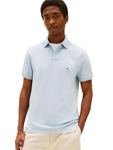 Tommy Hilfiger Mens Short Sleeve Polo Shirts in Regular Fit with Stretch and Organic Pique Cotton
