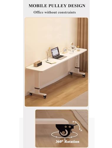 Table de lit mobile et extensible de 47 à 59 pouces pour un espace informatique sur roulettes