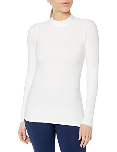 Starter Women's Long Sleeve Mock Neck Athletic Light-Compression T-Shirt, Amazon Exclusive, White, Small